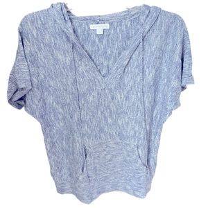 New York and Co. Marled Short Sleeve V-Neck Hoodie